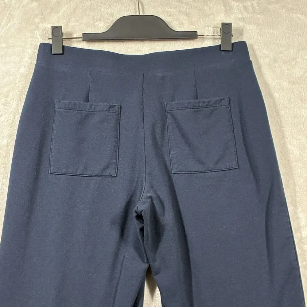 J Jill Pure Jill Affinity French Terry Wide Leg Lounge Pants S Navy Back Pockets